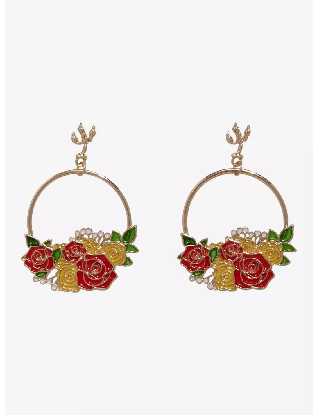 Boucles d'oreilles créoles florales La Belle et la Bête