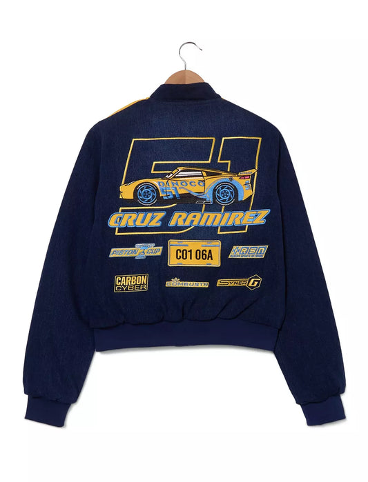 Veste de motard en jean courte pour femme Disney Pixar Cars 3 Cruz Ramirez