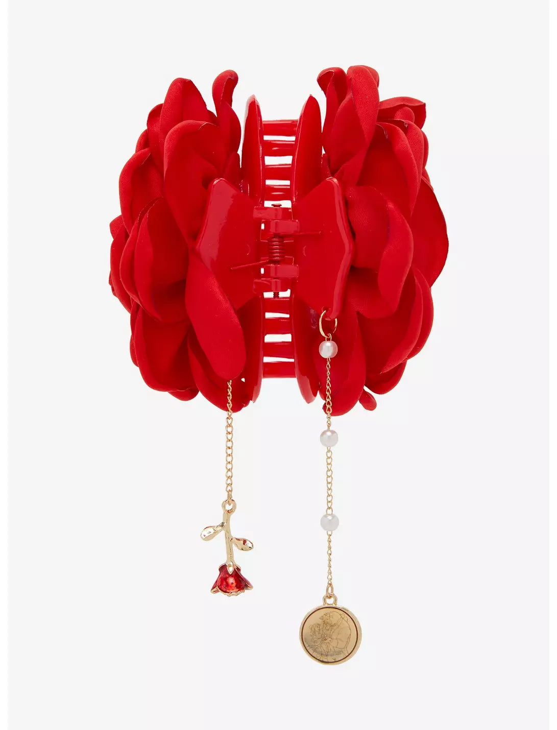 Pince à cheveux en tissu Rose La Belle et la Bête