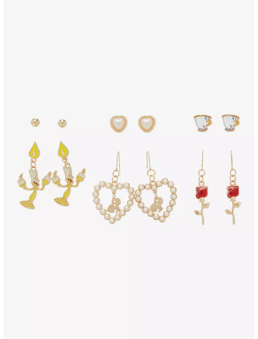 Set de boucles d'oreilles La Belle et le Bête