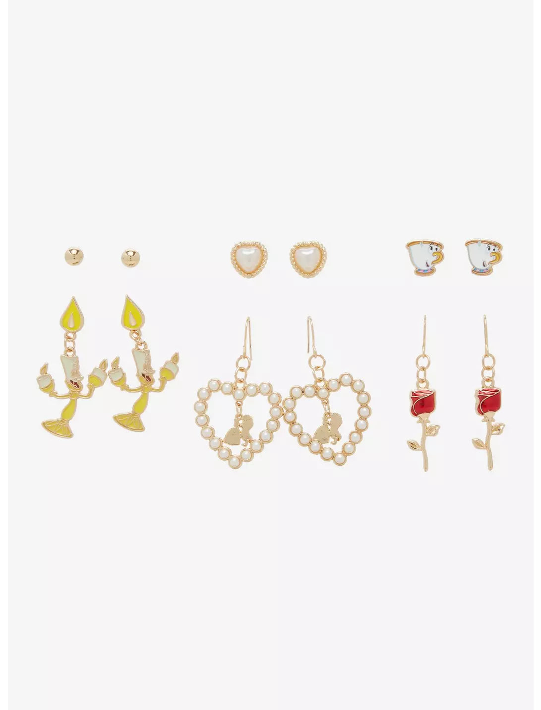 Set de boucles d'oreilles La Belle et le Bête