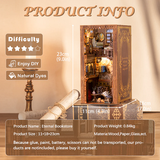 BOOK NOOK KIT - DIY - La Librairie Eternelle - 172pc + Eclairage LED