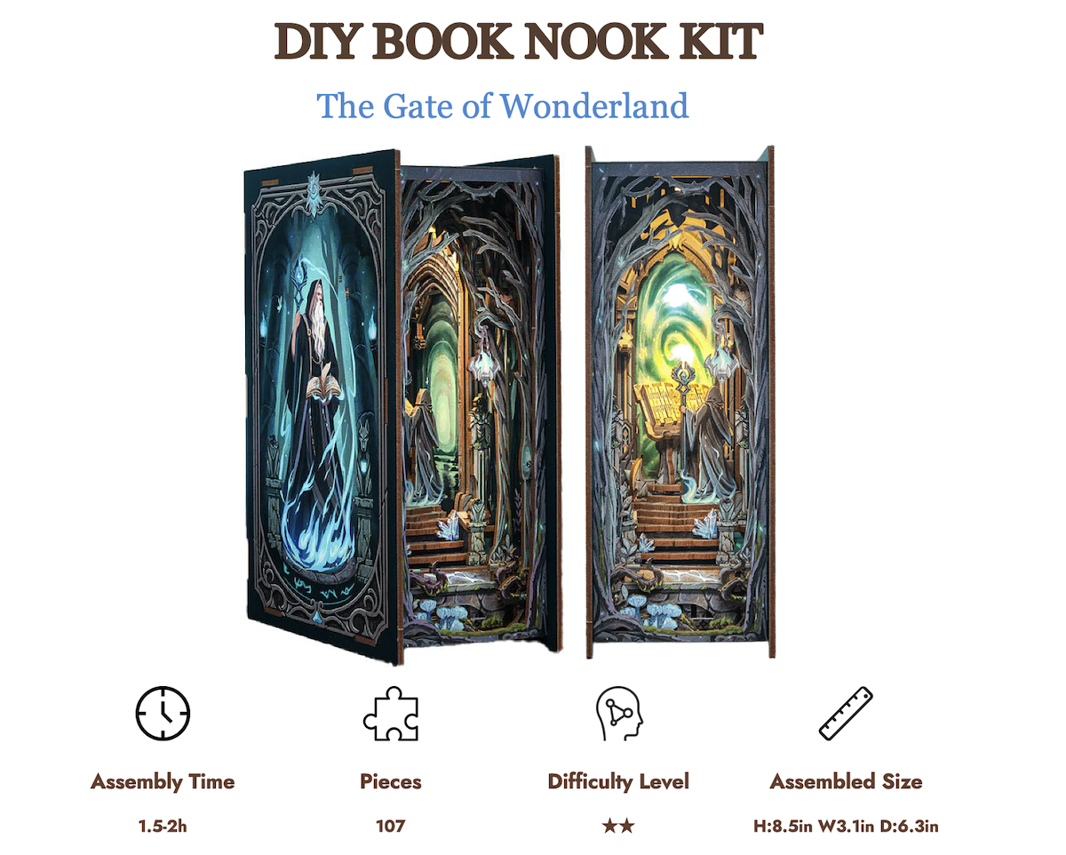 BOOK NOOK KIT - DIY - La Porte des Merveilles - 107pc + Eclairage LED