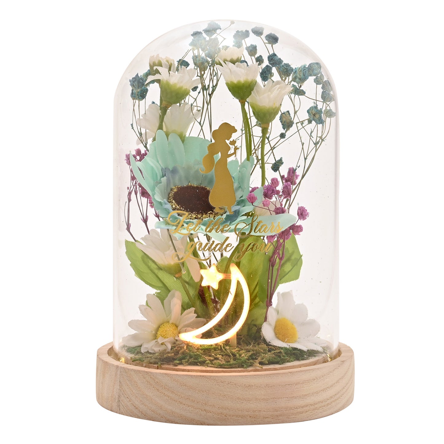 DISNEY - Jasmine - Cloche Lumineuse Fleurs séchées