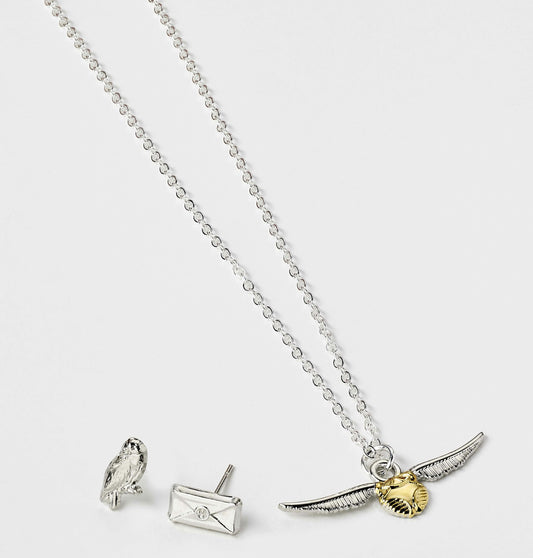 HARRY POTTER - Cracker Cadeau - Collier & Boucles d'Oreilles Hedwige