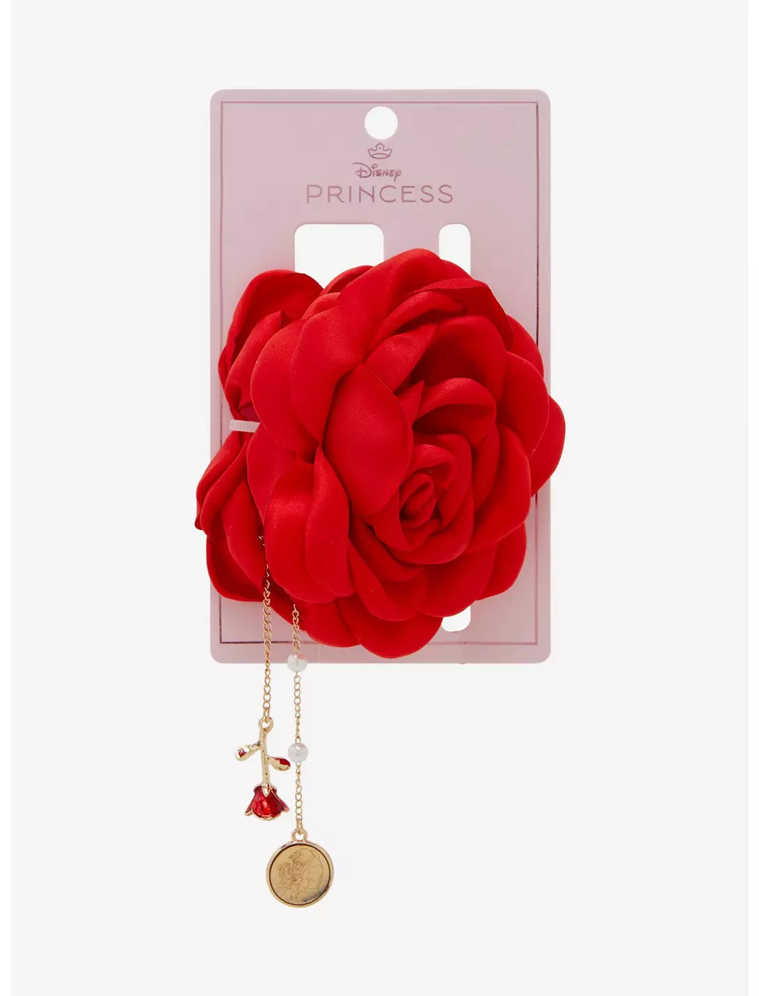 Pince à cheveux en tissu Rose La Belle et la Bête