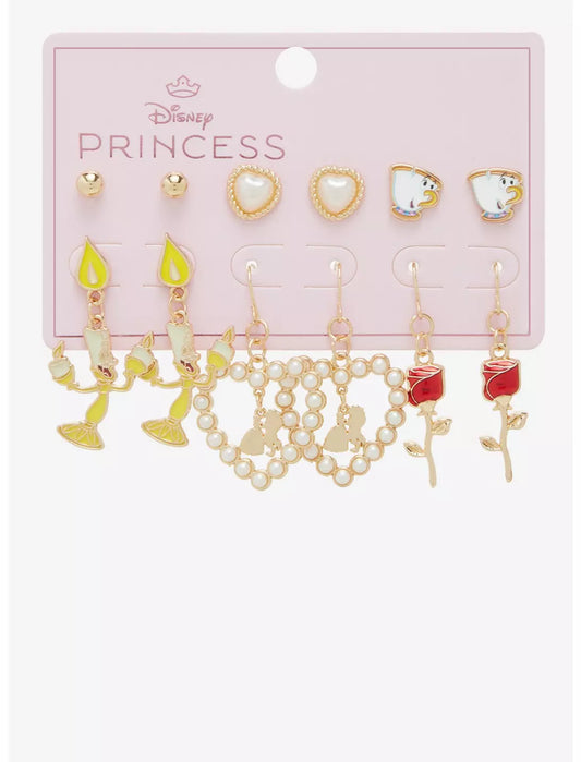 Set de boucles d'oreilles La Belle et le Bête