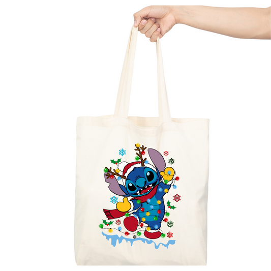 Disney - Tote Bag Stitch en guirlande de Noël