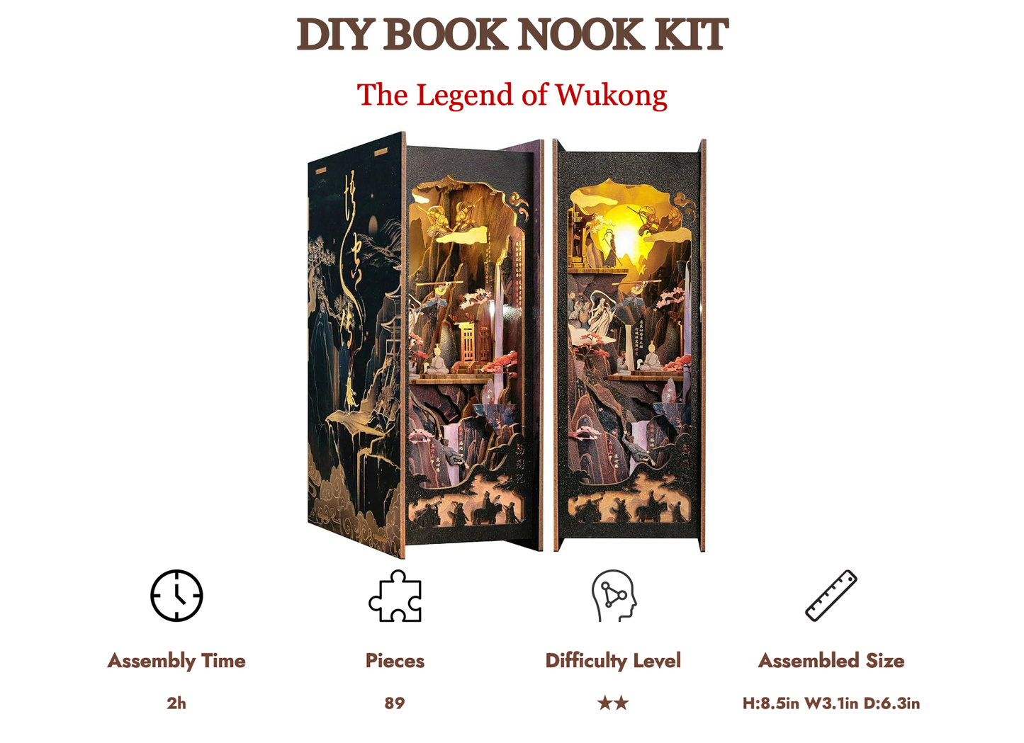 BOOK NOOK KIT - DIY - La Légende de Wukong - 89pc + Eclairage LED