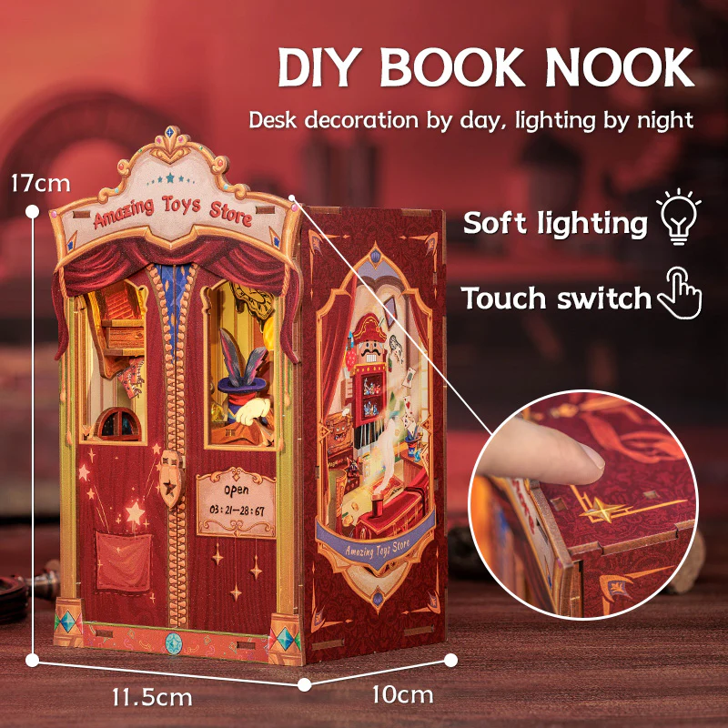 BOOK NOOK KIT - DIY - Magasin de Jouets - 107pc + Eclairage LED