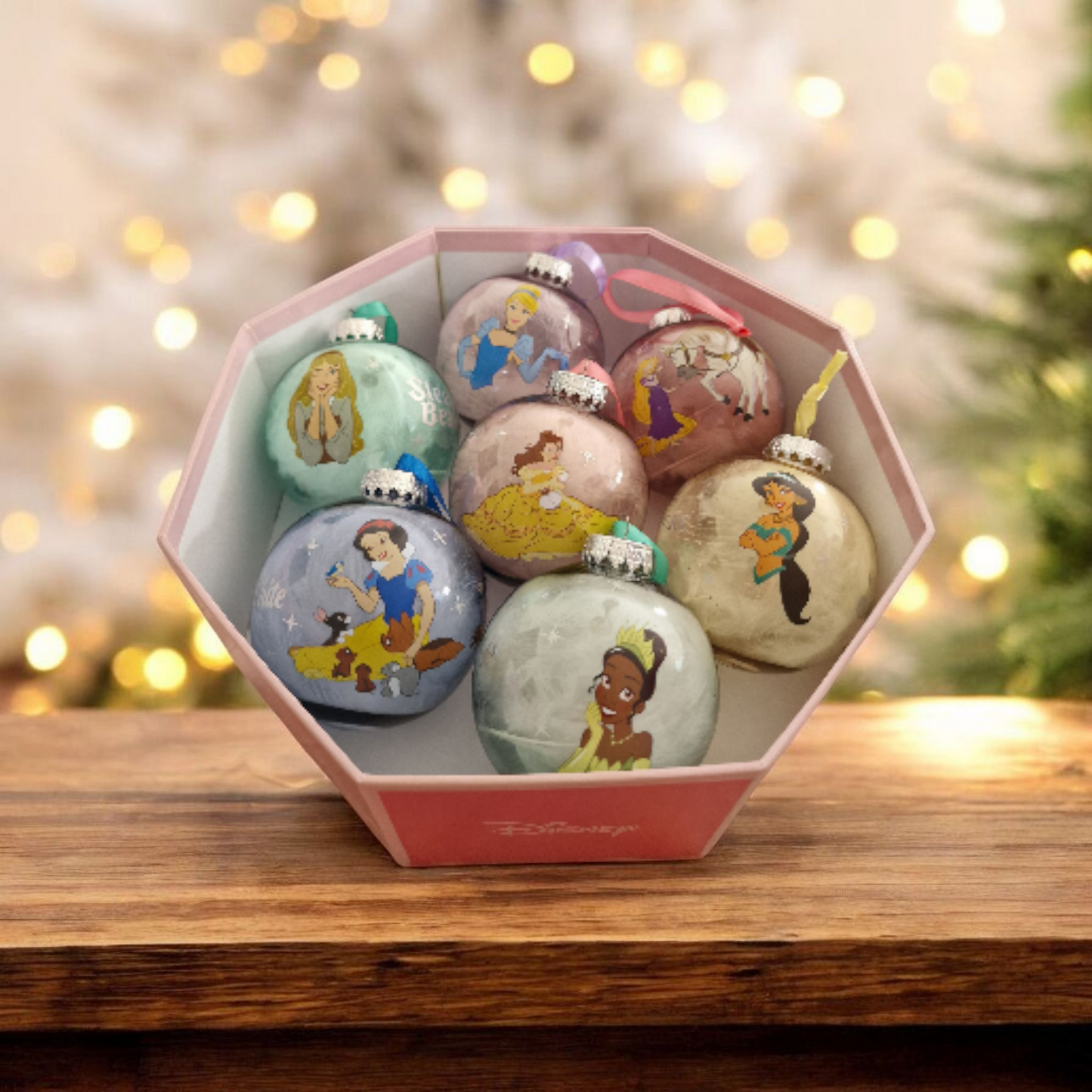 Coffret 7 Boules de Noël Princesses Disney